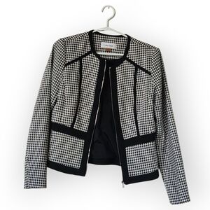 Calvin Klein Women's Size 2 Black and White Checkered Blazer
